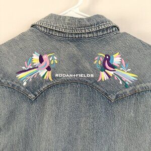 Imogen and Willie Special Edition Rodan + Fields embroidered Denim top